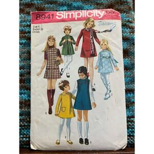 Simplicity sewing pattern  8941 Girls Aline mini dress sz 6